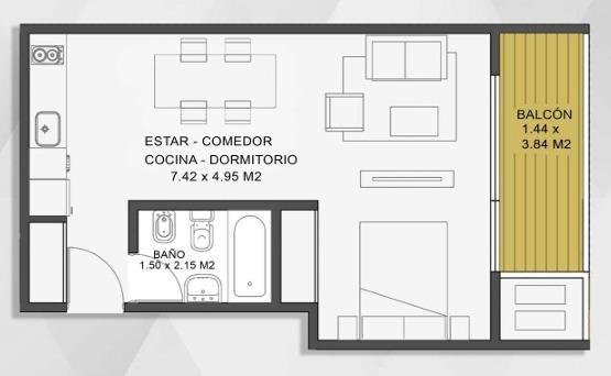 VENTA – DEPARTAMENTO- MONOAMBIENTE- VILLA LURO- BALCON